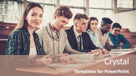  Presentation with lecture hall - PPT layouts having while sitting in a lecture background and a coral colored foreground