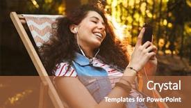  Presentation with lounge - Slide deck consisting of while sitting in lounge chair background and a red colored foreground