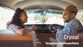  Presentation with bottles - Amazing slide deck having while sitting in mini van backdrop and a  colored foreground