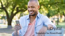  Presentation with 3d man sitting question mark - Colorful PPT theme enhanced with while sitting on a bench backdrop and a light blue colored foreground