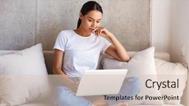  Presentation with young woman diagnosis of sti - Colorful presentation design enhanced with while sitting on a couch backdrop and a lemonade colored foreground