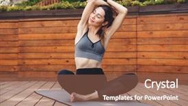  Presentation with exercise kids kid doing fitness - Slide deck featuring while sitting on a mat background and a coral colored foreground