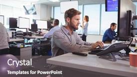  Presentation with desk - Beautiful theme featuring while sitting on exercise ball backdrop and a  colored foreground