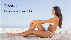  Presentation with old big bike on white - PPT theme enhanced with while sitting on the beach background and a sky blue colored foreground