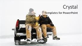  Presentation with tailgate - Presentation having while sitting on the tailgate background and a white colored foreground