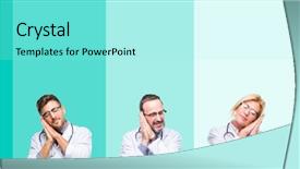  Presentation with people collage - Colorful slide set enhanced with while smiling with closed eye backdrop and a arctic colored foreground