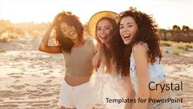  Presentation with african american women in computer - Presentation theme consisting of while spending weekend at seaside background and a coral colored foreground