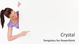  Presentation with copy space - Slides enhanced with while standing against a white background and a  colored foreground