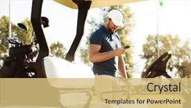  Presentation with golf - Colorful presentation enhanced with while standing at a golf backdrop and a yellow colored foreground