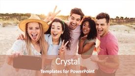  Presentation with selfie - PPT layouts consisting of while standing at the beach background and a coral colored foreground