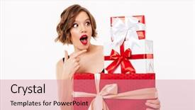  Presentation with black girl - Beautiful slide deck featuring while standing isolated over white backdrop and a coral colored foreground