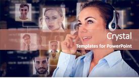  Presentation with call center agent reporting - Presentation design having while talking against glowing road background and a coral colored foreground