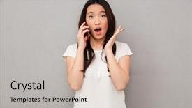  Presentation with modern - Amazing theme having while talking on smart phone backdrop and a  colored foreground