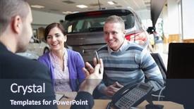  Presentation with racing car lanes - Slide deck with while talking with a salesman background and a tawny brown colored foreground