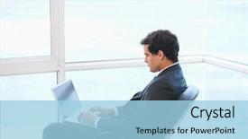  Presentation with computer - PPT theme enhanced with while typing on a computer background and a  colored foreground