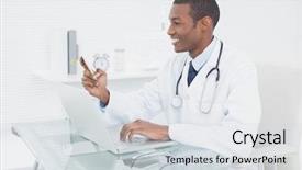  Presentation with medical laptop - Slide deck consisting of while using laptop at medical background and a sky blue colored foreground