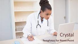  Presentation with focus group hands taking notes - Audience pleasing presentation design consisting of while using laptop in laboratory backdrop and a lemonade colored foreground