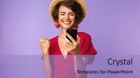  Presentation with straw - Colorful PPT layouts enhanced with while using smartphone over purple backdrop and a light blue colored foreground