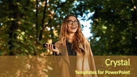  Presentation with love between man and woman - Beautiful PPT theme featuring while walking through empty boulevard backdrop and a tawny brown colored foreground