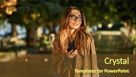  Presentation with cell - Slide set with while walking through empty boulevard background and a tawny brown colored foreground