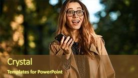  Presentation with arabian woman wearing hijab muslim - Cool new theme with while walking through empty boulevard backdrop and a  colored foreground