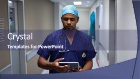  Presentation with digital healthcare - Presentation design enhanced with while walking through the hospital background and a ocean colored foreground