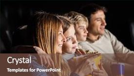  Presentation with movie theater - Slide set featuring while watching movie in cinema background and a tawny brown colored foreground