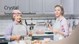  Presentation with female - Audience pleasing presentation consisting of while whisking eggs and sifting backdrop and a  colored foreground