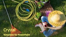  Presentation with gardening - Audience pleasing PPT layouts consisting of while working in the garden backdrop and a tawny brown colored foreground