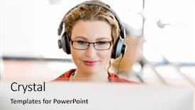  Presentation with computer music - Presentation theme featuring while working on a computer background and a  colored foreground