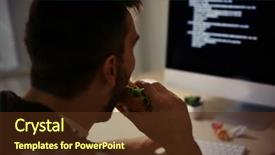  Presentation with snack food - PPT layouts with while working with computer late background and a tawny brown colored foreground