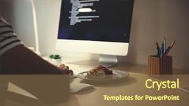  Presentation with snack - Amazing presentation theme having while working with computer late backdrop and a tawny brown colored foreground