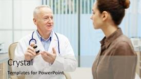  Presentation with physician - Presentation enhanced with while working with young patient background and a mint green colored foreground