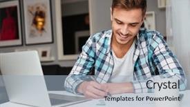  Presentation with writing notes - Beautiful slides featuring while writing notes for analyzing backdrop and a light blue colored foreground