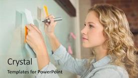  Presentation with creative writing - Audience pleasing PPT layouts consisting of glass board in creative backdrop and a coral colored foreground