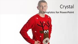  Presentation with man heart attact hand hold - Amazing presentation theme having whilst wearing a christmas jumper backdrop and a light gray colored foreground