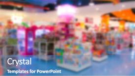  Presentation with blur bokeh of shop - Beautiful slide set featuring whimsical - abstract blur toy shop backdrop and a teal colored foreground