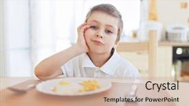  Presentation with eat - Slides enhanced with whimsical - boy don't want to eat background and a soft green colored foreground