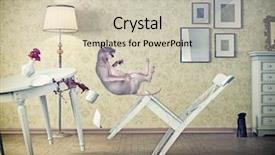  Presentation with cat - Beautiful slide set featuring whimsical - cat falling in vintage room backdrop and a soft green colored foreground