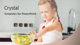  Presentation with child eat - Slides featuring whimsical - little girl refuses to eat background and a light gray colored foreground