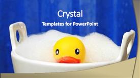  Presentation with tub - PPT theme featuring whimsical - rubber ducky looking sad background and a cobalt blue colored foreground