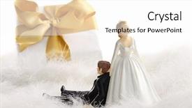  Presentation with white gold wedding - Slide deck enhanced with whimsical - wedding cake figurines with gold background and a white colored foreground