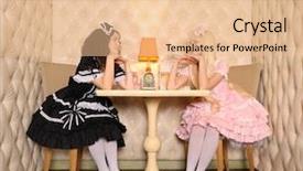  Presentation with doll - Audience pleasing slide set consisting of whimsical - young women dressed as dolls backdrop and a lemonade colored foreground