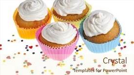  Presentation with sprinkles - Cool new PPT layouts with sweet homemade vanilla whipped cream - cupcakes with colorful sprinkles backdrop and a cream colored foreground