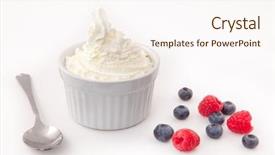 Presentation with berries - PPT theme featuring whipped cream with berries against a white background background and a cream colored foreground