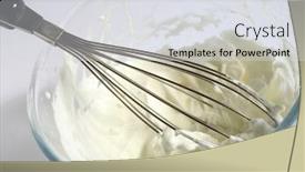  Presentation with cream - Amazing presentation having whipping cream double cream being beaten with a whisk in a glass bowl backdrop and a light gray colored foreground