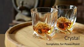  Presentation with brandy - Presentation theme with whiskey - glasses of brandy in cellar background and a yellow colored foreground