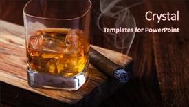  Presentation with cigar - Amazing PPT layouts having whiskey and cigar on wooden backdrop and a wine colored foreground