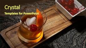  Presentation with old fashioned about history of wika - Beautiful PPT theme featuring whiskey cocktail on bar counter backdrop and a tawny brown colored foreground