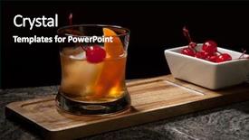  Presentation with old fashioned luxury and classic - Slide set with whiskey cocktail on bar counter background and a black colored foreground
